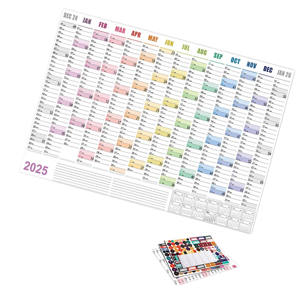 2025 Годовой календарь-планировщик Семейный домашний календарь-планировщик 2025 Полный годовой календарь-планировщик 74x52 см с 01.2025 по 12.2025