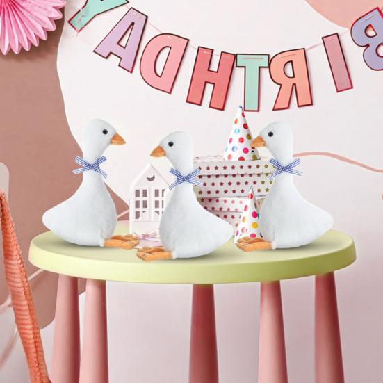 Плюшевая кукла Гусь с лентой Мягкая набивная игрушка Подушка для сна и обнимания для малышей Домашнее украшение Милый реквизит для фотосъемки