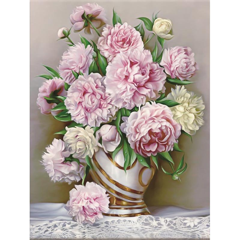 DIY 5D алмазная живопись ваза для цветов вышивка крестиком полная круглая Алмазная вышивка мозаика Цветочная картина из страз Декор подарок