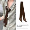 Vintage-Inspired Brown Paisley Silk Chiffon Scarf: Skinny, Long, Narrow Neck Accessory for Autumn and Winter