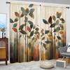 2pcs Art Leaves Printed Curtain for Home Decor - Rod Pocket Window Treatment for Bedroom, Office, Kitchen, Living Room,and Study