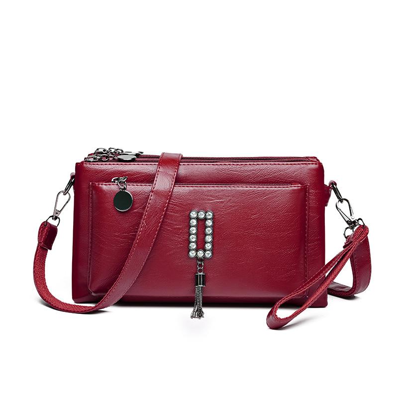 Women Shoulder Bag Soft Leather Middle-Aged Crossbody Bag for Mother Bag Large Capacity Retro Small Square Bag