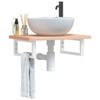 VidaXL Wall-mounted Washbasin Shelf Steel and Solid Beech Wood, Floating Washbasin Shelf, Washbasin Shelf To Place 3302356