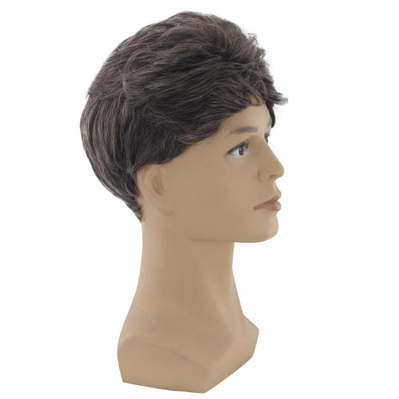 Мужской парик с градиентным цветом и боковым пробором для мужчин среднего и пожилого возраста, небольшой вьющийся парик с короткими волосами