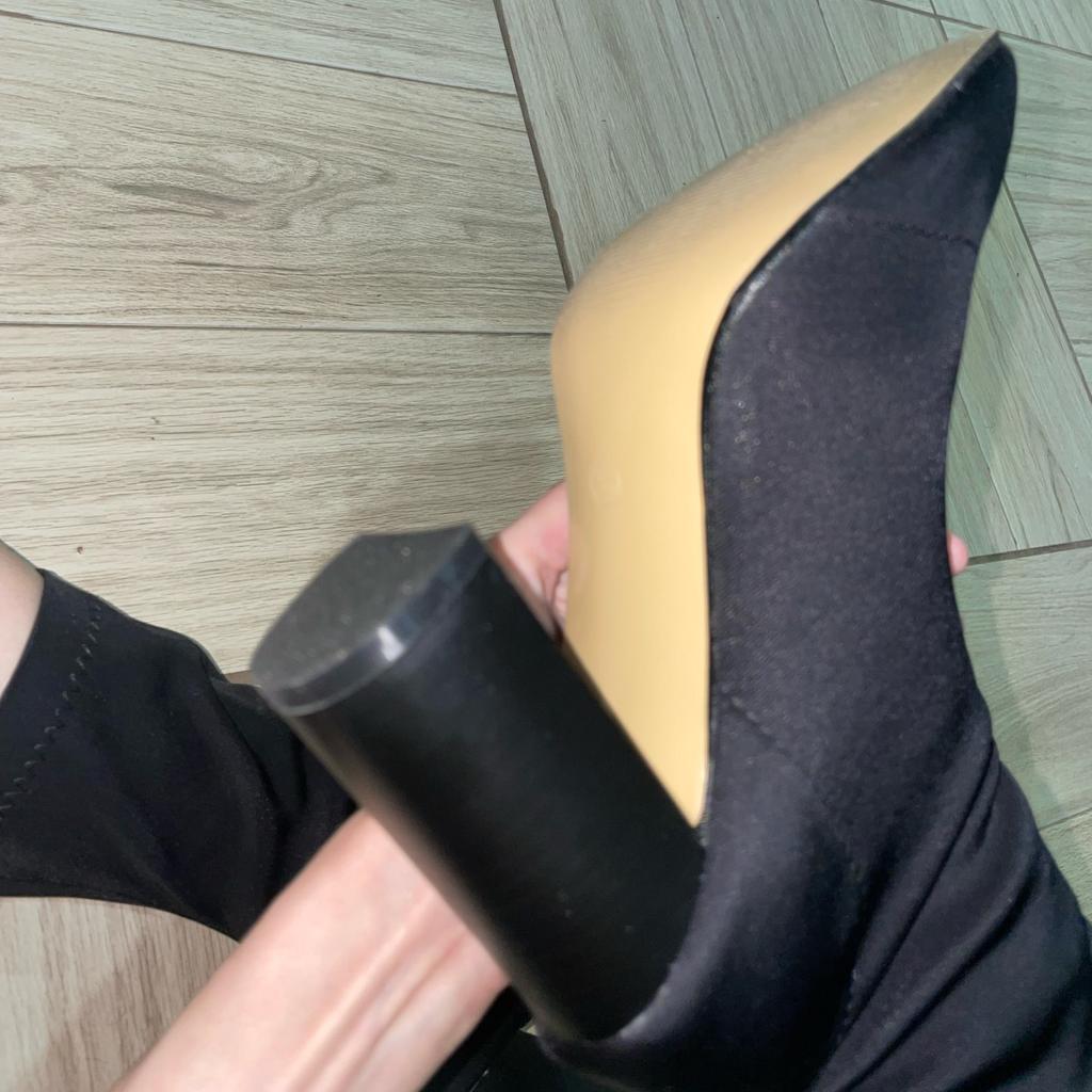 Aneikeh/Модные ботильоны с острым носком, женские эластичные ботинки челси на высоком каблуке, туфли без шнуровки на толстом каблуке, черные, весна/осень 2024