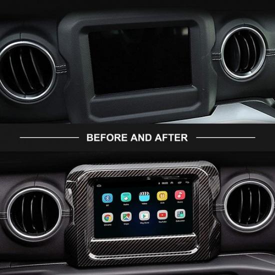 7" Carbon Fiber Dash GPS Navigation Panel Frame Cover For Jeep Wrangler JL JT