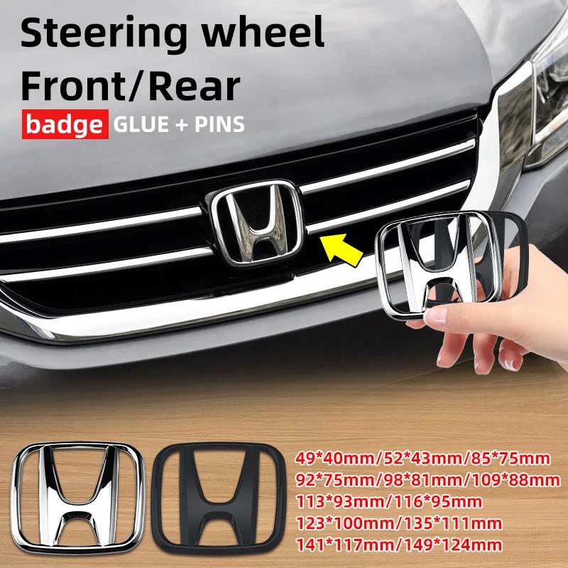 ABS Car Hood Front Bonnet Grill Rear Trunk Emblem Logo Badge Sticker Decal For Honda Civic Fit Jazz Accord CRV HRV City Odyssey