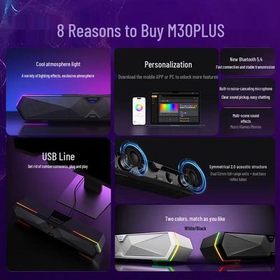 Edifier Компьютерные колонки M30 Plus с подсветкой и микрофоном, штекер CN (адаптер в комплекте)
