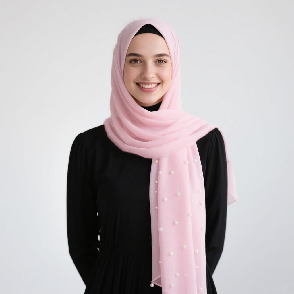 Pearls Tr Cotton Hijab Scarf Woman Muslim Hijabs Shawl Solid Color Headband Lady Fashion Long Wraps Female Turban Headscarf