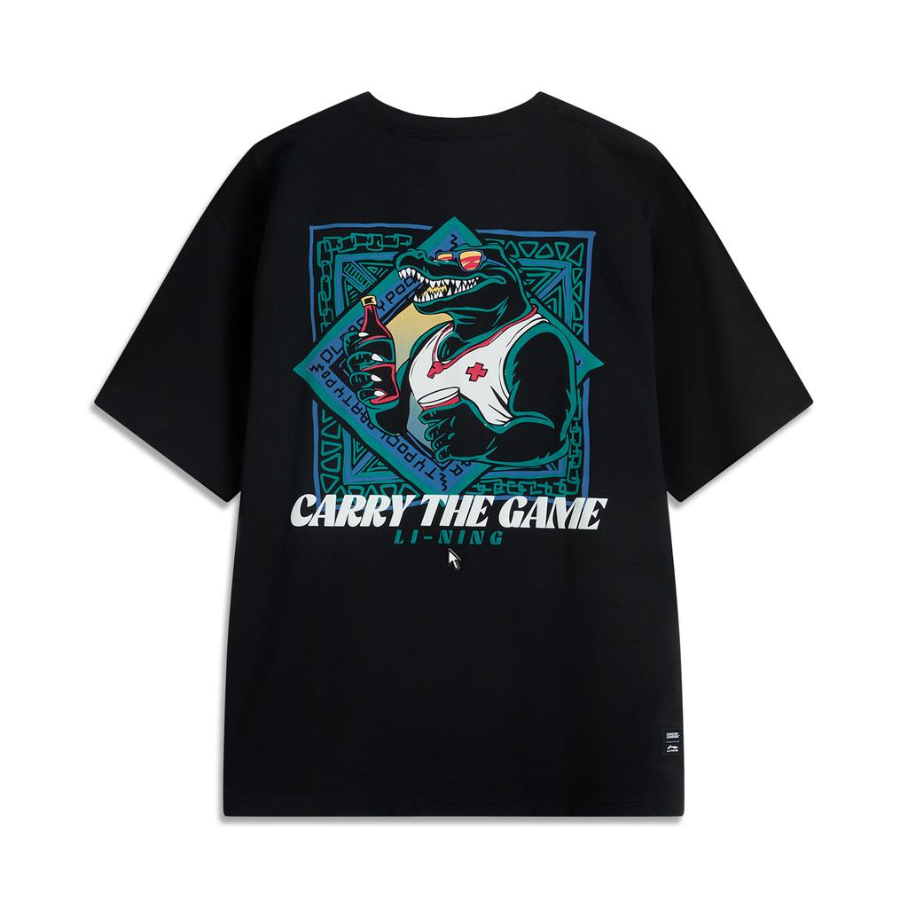 Li Ning x LEAGUE OF LEGENDS Коллекция Спортивная Жизнь Футболка Унисекс Черный/Задняя сторона Крокодил AHSV153-8