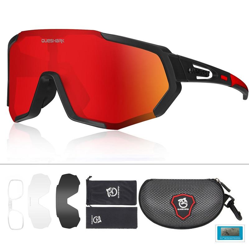 Queshark Cycling Glasses Polarized Sports Sunglasses Men Women with 3 Interchangeable Lens Anti-UV400 Bike Eyewear