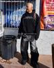 Мужские джинсы с широкими штанинами, стилизованные под американский ретро, с принтом букв, выцветшие