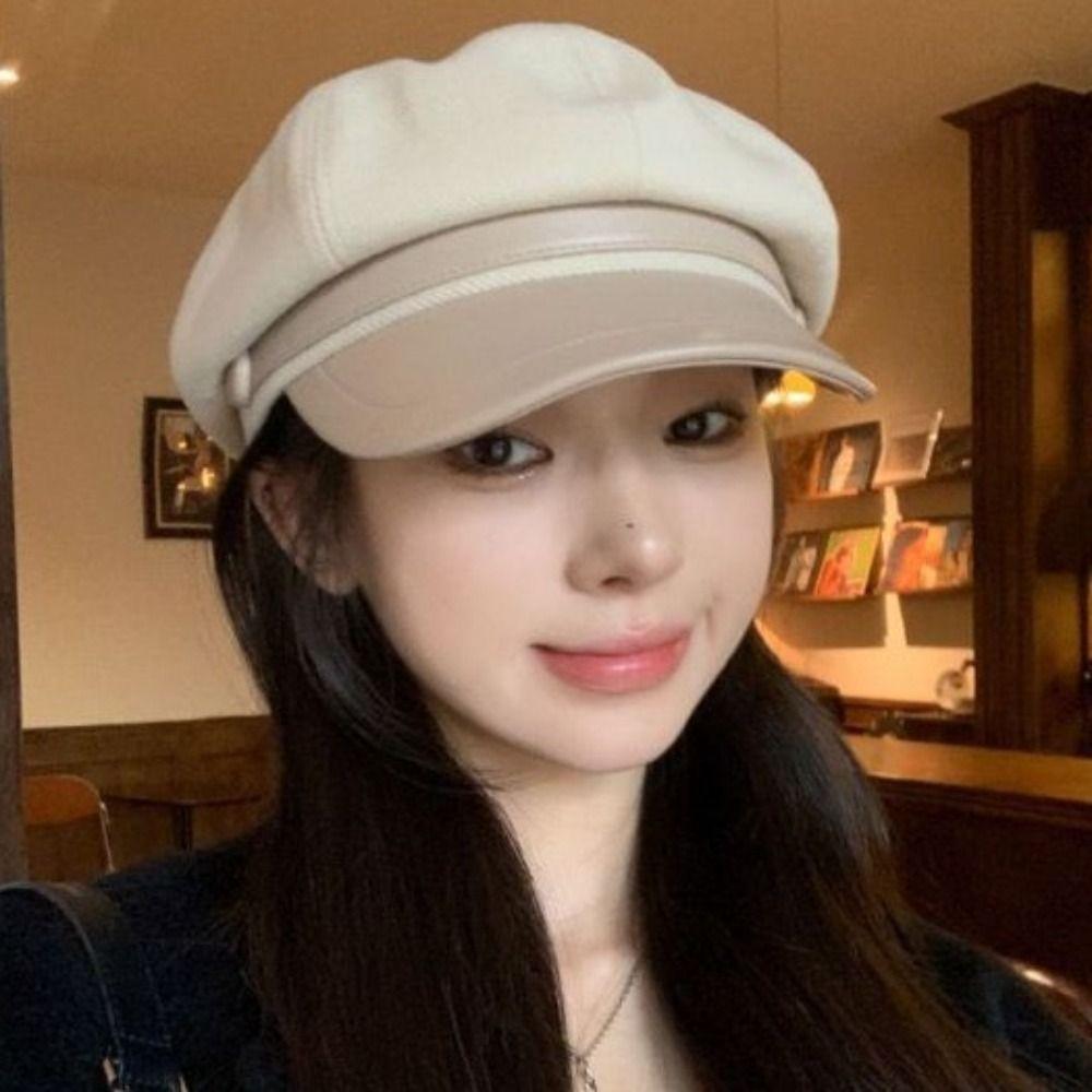 Breathable Beret Hat Windproof Panama Cap Adjustable Painter Octagonal Cap  for Women