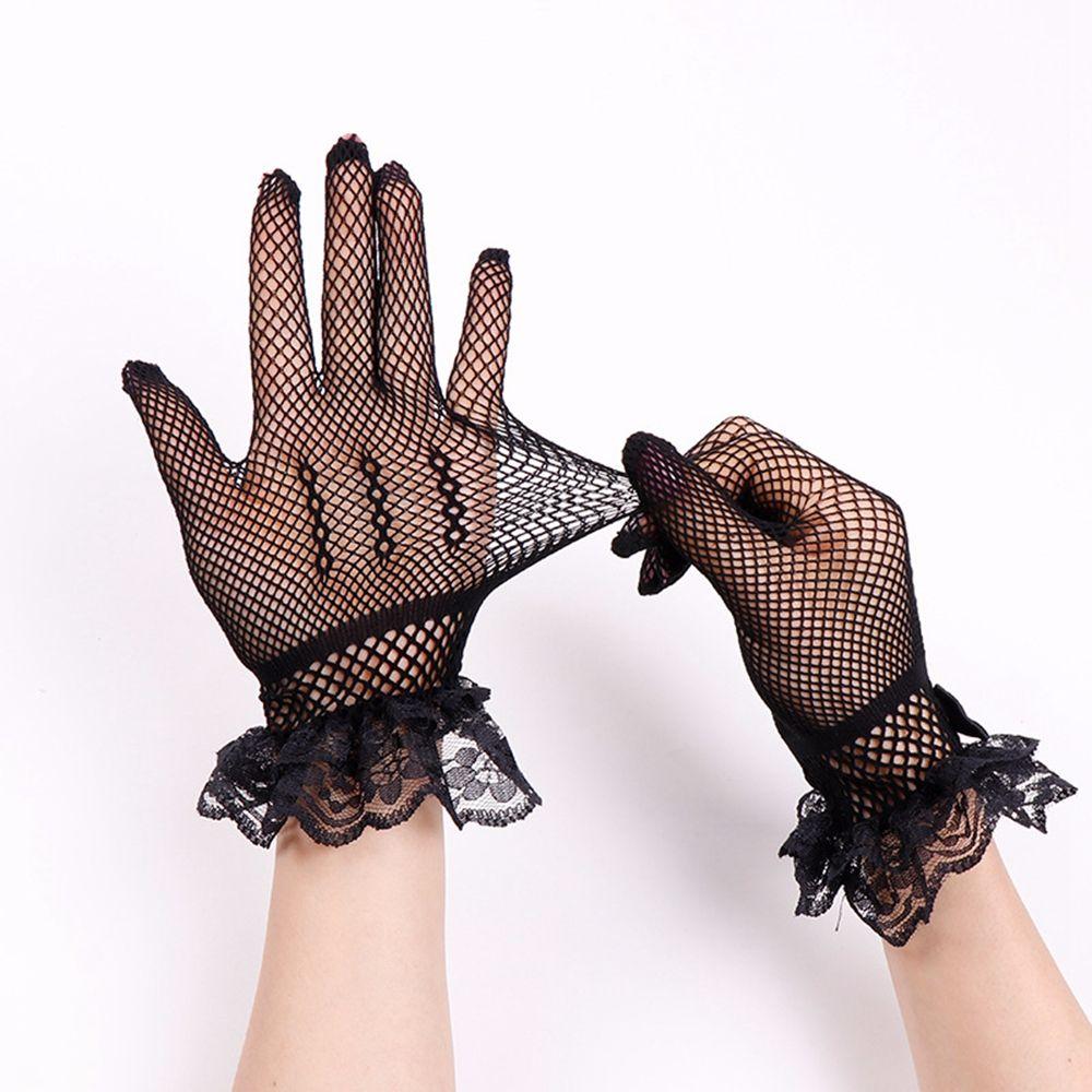 Korean Thin Sun Protection Mesh Bridal Elasticity Flower Wedding gloves Lace Mittens Hand Sleeve