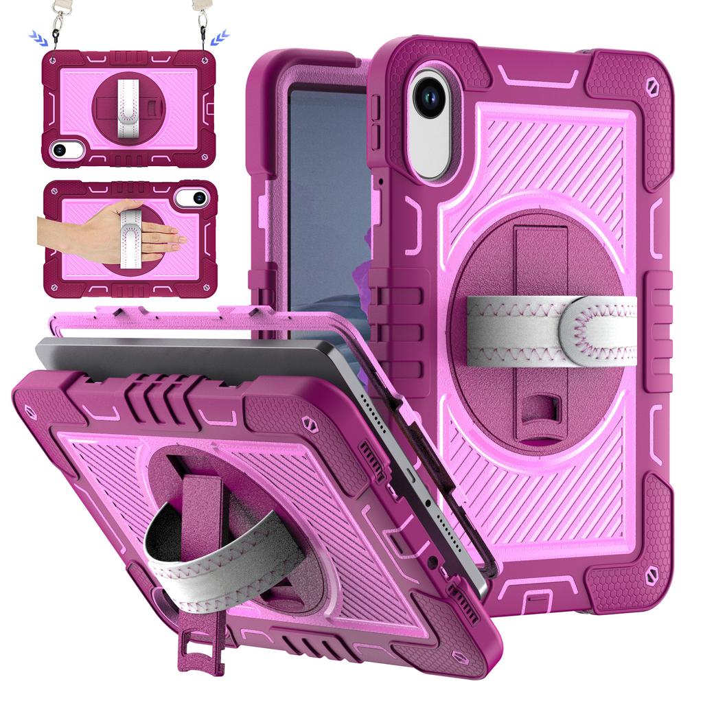 360 Rotating Stand Case for Xiaomi Redmi Pad 2 2025 11.0inch Model 25040RP0AG Silicone+PC Hybrid Armor Cover with Shoulder Strap