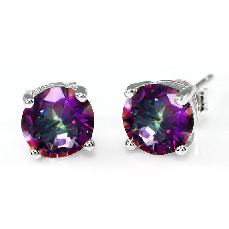 Серьги-гвоздики с камнем, цвета в ассортименте