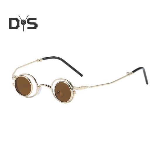 Круглые солнцезащитные очки с откидной оправой, маленькие круглые поляризованные очки для мужчин и женщин, ретро-панк, солнцезащитные очки UV400 для вечеринки в стиле рейв