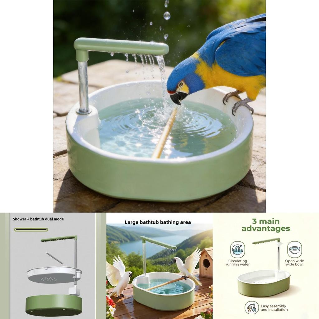 Bird Bath Circulation Pump For Parrots And Canaries With Automatic Rain Shower System