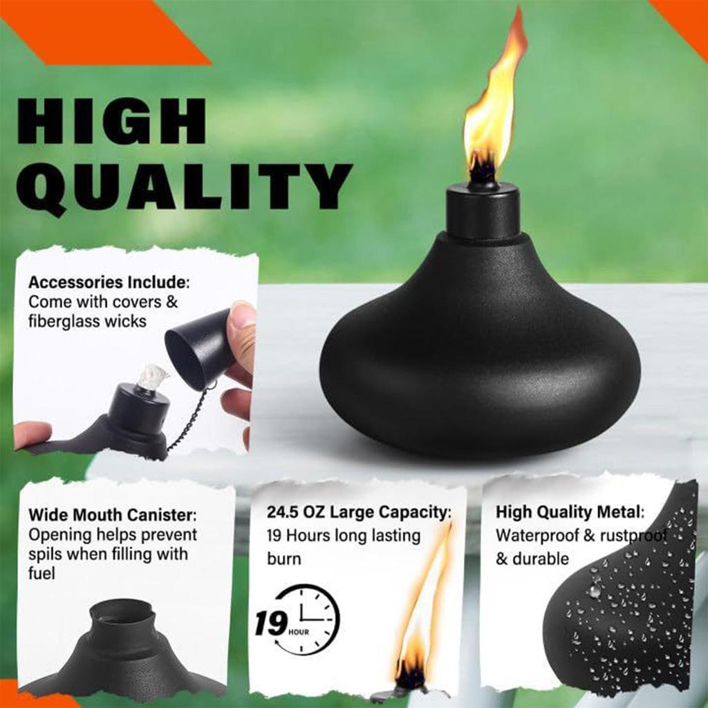 Refillable Torch Canister Tabletop Lantern Metal Torch Citronella Torches Decorative Tabletop Lantern for Patio Deck Garden