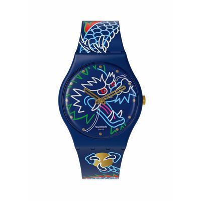 Часы Swatch Dragon in Waves SO28Z125 Синие