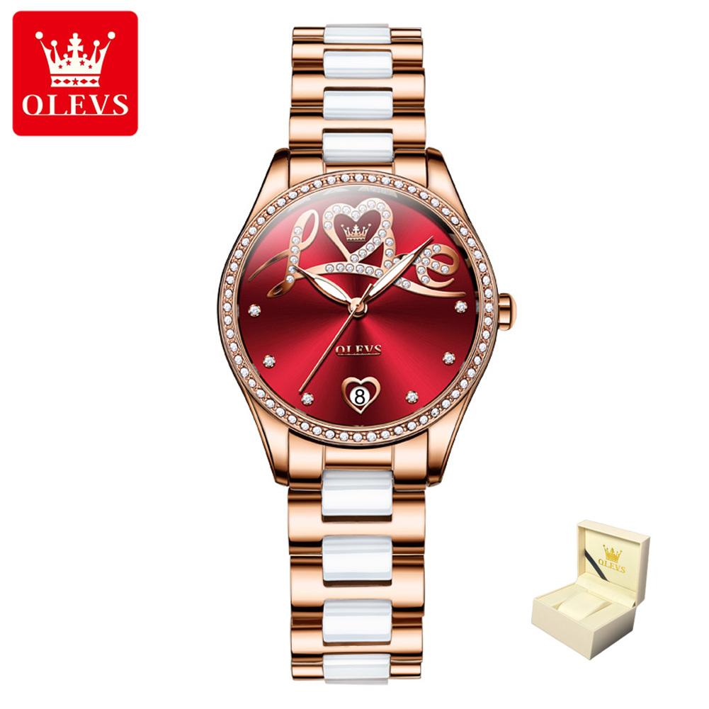 OLEVS Новые лучшие женские часы Love Diamond Dial, женские часы, полностью автоматические роботизированные часы