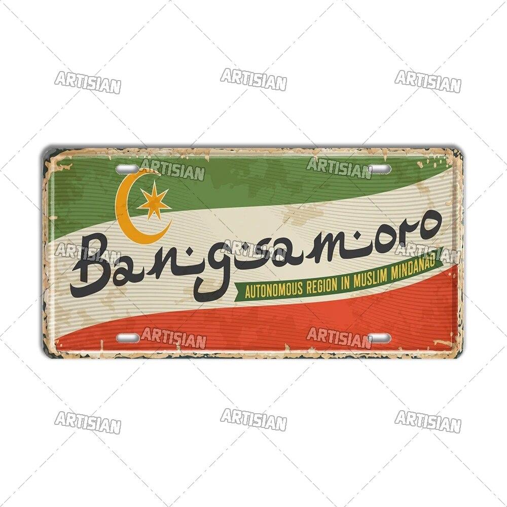 Artisian PHILIPPINES Malaysian License Plate City Metal Sign Landmark Decorative Vehicle Plate Wall Decor Garage Bar Pub Club
