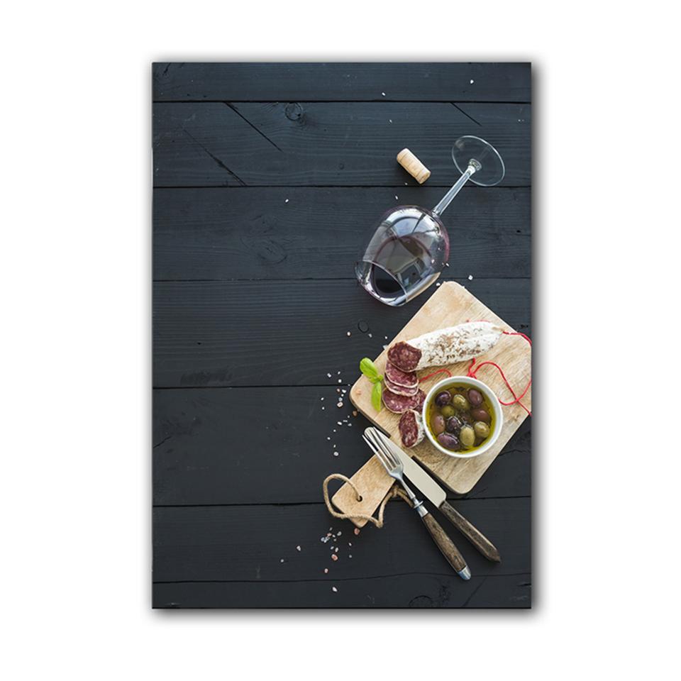 Овощи Фрукты Здоровая кухня Еда Холст Картина Греп Сыр Плакаты Печать Настенные картины Ресторан Столовая Декор