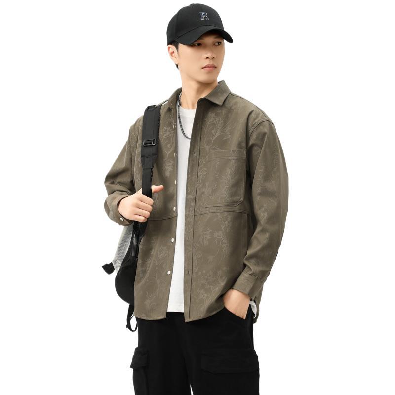 Весна Новая Американская Ретро Свободная Повседневная Мужская Рубашка С Принтом Рубашка с Длинным Рукавом Куртка