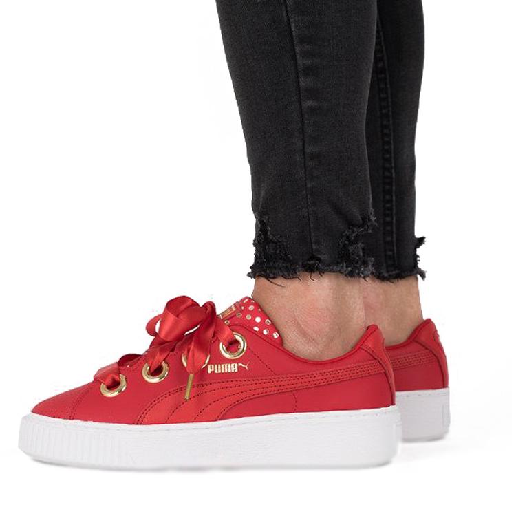 Puma Платформа Искусственная кожа Поцелуй Ath Lux Низкие кроссовки Женские кроссовки Красный 366704-03
