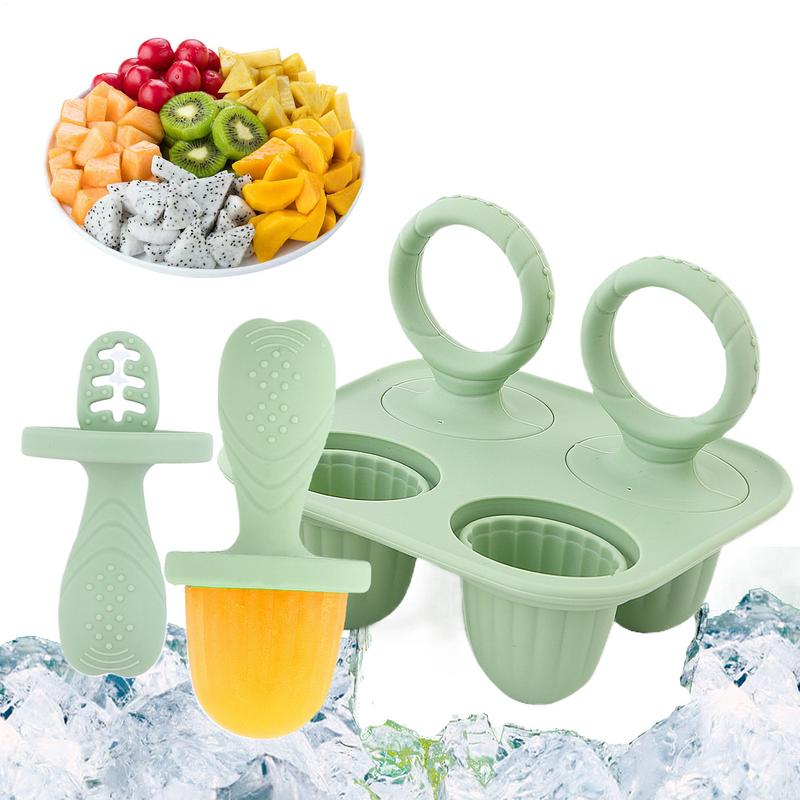 Popsicle Molds 4-Cavity Popsicle Molds Silicone Non-Sticky Pacifier Shaped Ice Pop Easy Release Popsicle Mold Cream Ice Maker