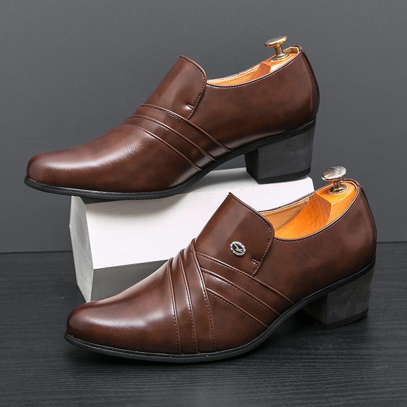 Высококачественные мужские деловые туфли из кожи, увеличенная высота, британские туфли, мужские туфли с острым носком, свадебные туфли, бесплатная доставка