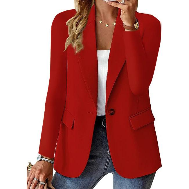 Women's Blazer Long Sleeve Button Suit Solid Lapel Outwear Casual Coat Jacket Cardigan Outfits Office Work Jacket