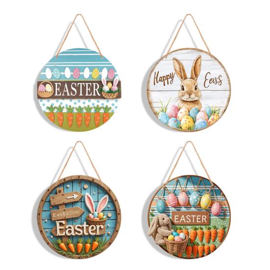 Пасхальный деревянный приветственный дверной знак в виде заячьего ушка, красочное яйцо, дверной подвесной знак, украшение на входную дверь, декоративная настенная табличка