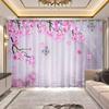 2Panel Peach Blossom Landscape Painting Curtain Chinese Curtain for Girls Bedroom Luxury Living Room Floor-to-ceiling Window