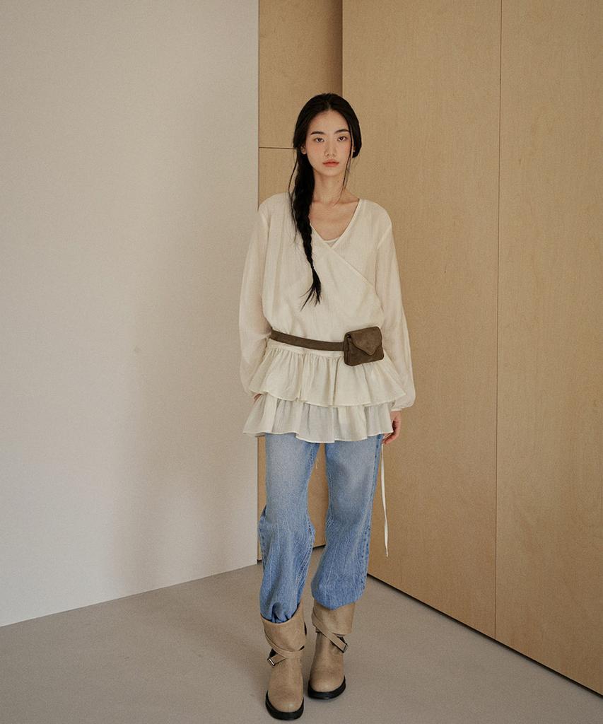 OURO Frill Blouse Set-Up [ Cream ]