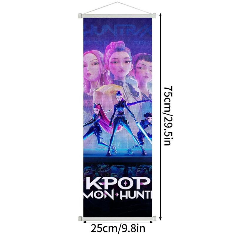 К-поп Охотники на демонов Задник Huntrix Мультяшный гобелен К-поп Воин Постер Домашняя вечеринка Настенный фон