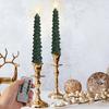 4 Pcs Christmas Tree Flameless Taper Candles Green LED Candlestick with 3D Flickering Flame for Xmas Home Decor