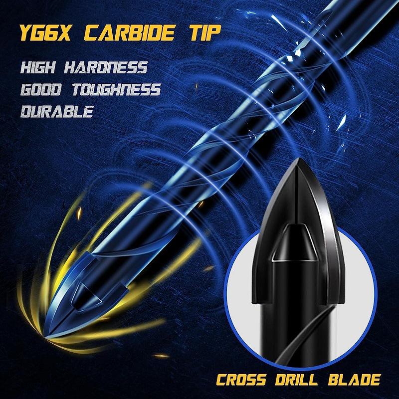 Набор из 12 сверл по камню - Профессиональный набор сверл с высоким содержанием кобальта Размеры от 1/8"" до 1/2"" - для плитки, стекла, металла, кирпича, бетона, керамики, пластика