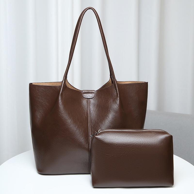 2025 new retro simple tote bag versatile shoulder handbag large capacity commuter mother and child bag