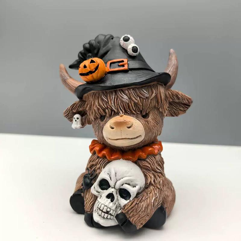 Highland Cow Figurines Resin Figurine Brown Cattle Statue Resin Table Shelf Decor For Bookshelf Home Apartment Desktop Bedroom