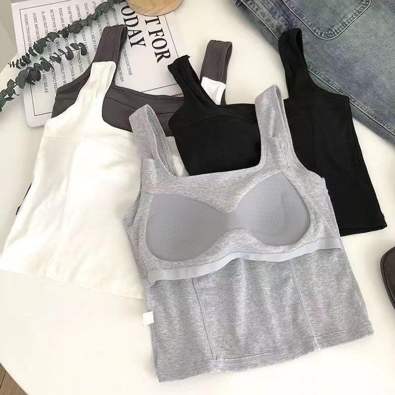 Женская майка в корейском стиле, сладкая и острая, с нагрудными вкладышами – приталенный топ без рукавов