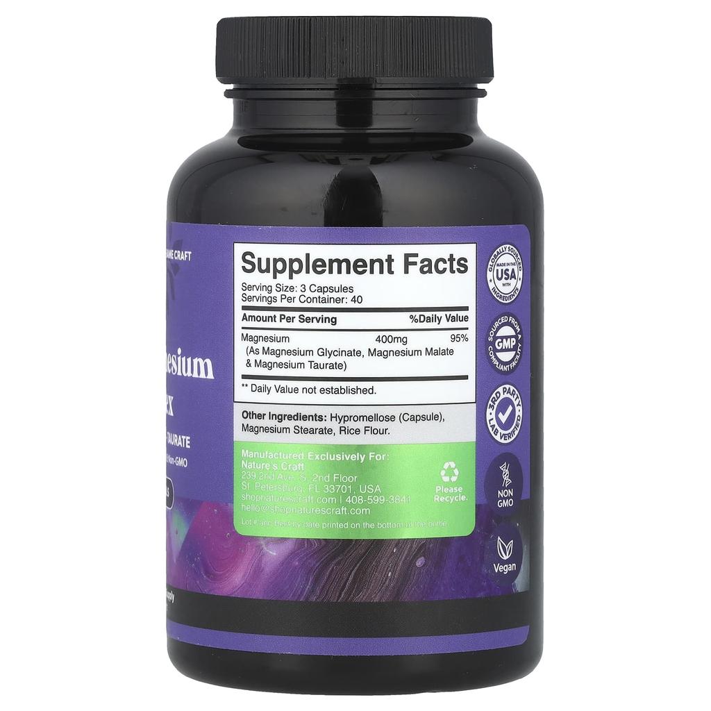 Nature'S Craft, Triple Magnesium Complex, 120 Capsules (133Mg per Capsule)