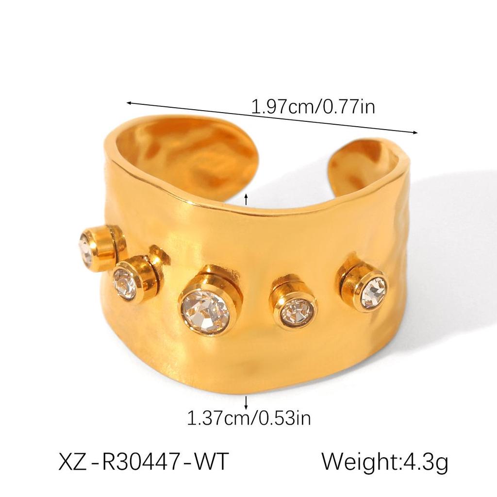 Эксклюзивное открытое кольцо из титановой стали с цирконом в форме сердца для женщин - Европейский и американский хай-энд, не тускнеет