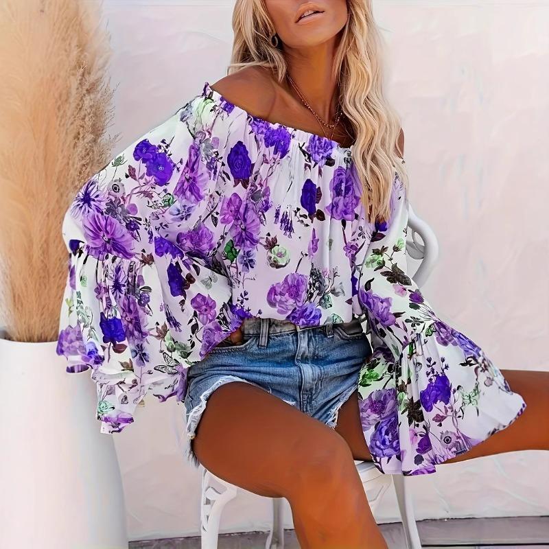 Women S One Shoulder Long Sleeve Flared Top Casual
