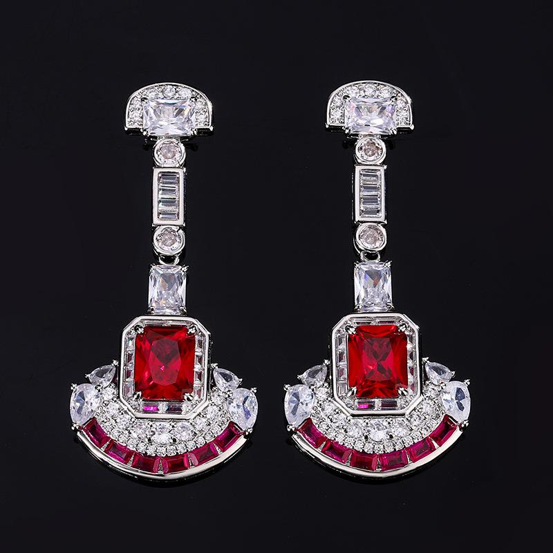 Серебряные игольчатые серьги с бриллиантами Heavy Industry Luxury Earrings, женские серьги с микро-инкрустацией из циркония премиум-класса, универсальные веерные серьги