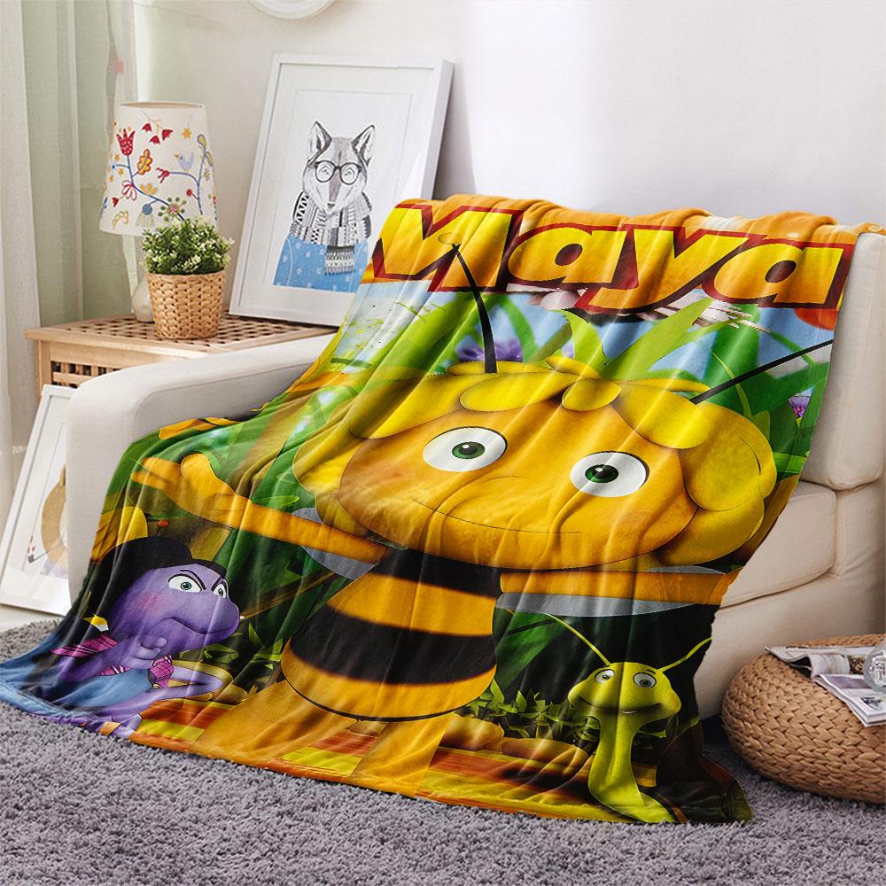 1PC La Abeja Maya Patterned Flannel Blanket Suitable For All Seasons for Home Decor Warmth and Comfort Gifts Holiday Present