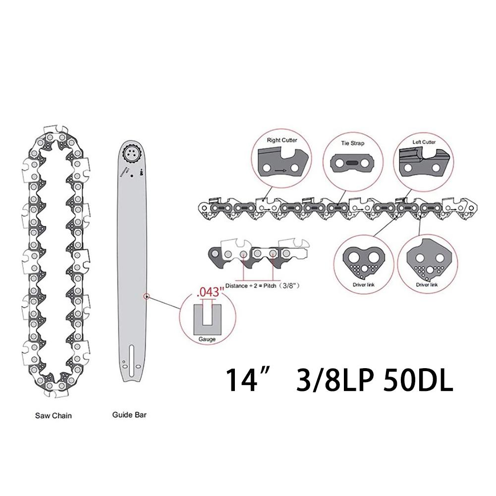 1 шт. 14-дюймовая пильная цепь для бензопилы Цепь 3/8 дюйма LP 50 звеньев MS170 MS18 MS181 MS190 M 10 Быстрая резка дерева Садовый электроинструмент Аксессуары