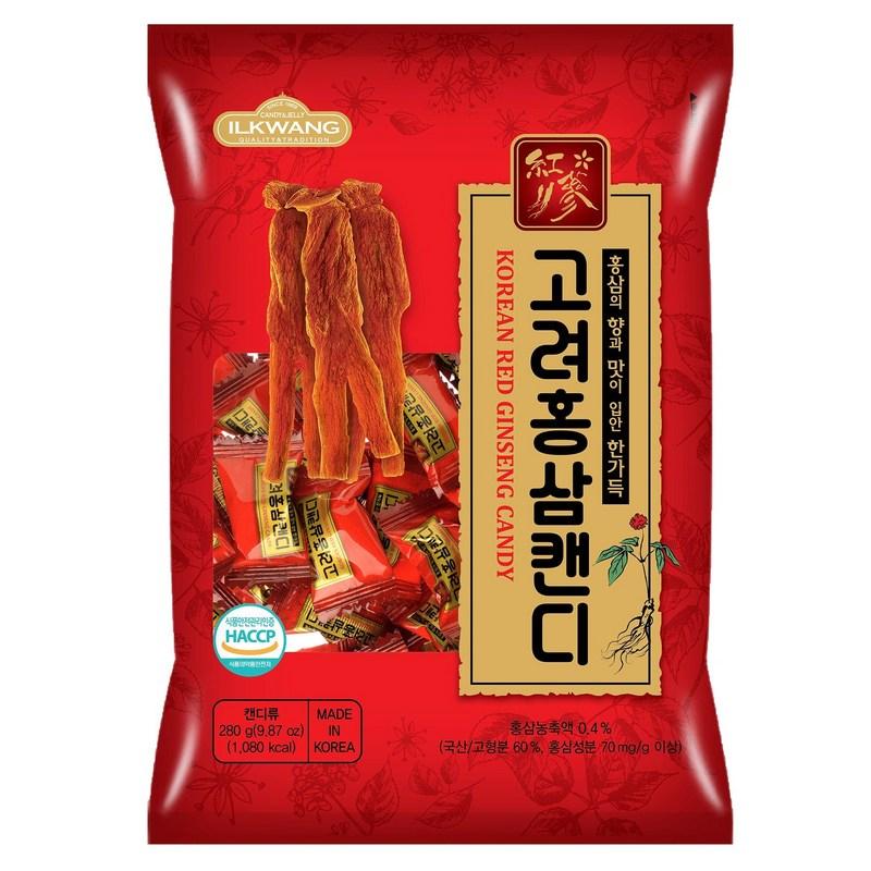 Ilgwang Confectionery Korean Red Ginseng Candy 280g 1p + Korean Ginseng Candy 2 280g 1p + Korean Black Ginseng Candy 280g 1p, 840g, 1 Set