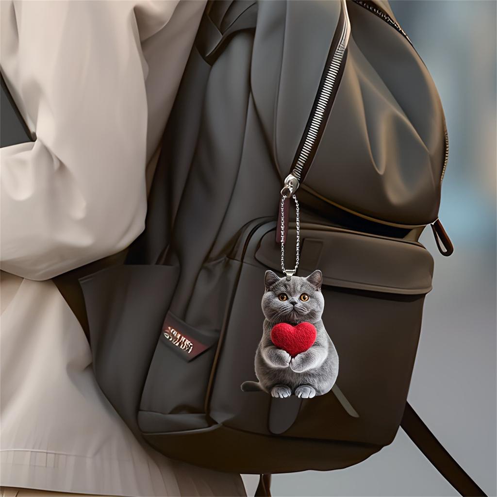 Милый кот Акриловый 2D Плоский Подвесной Кулон, Подвесные Украшения, Интерьер Автомобиля, Украшение Брелока