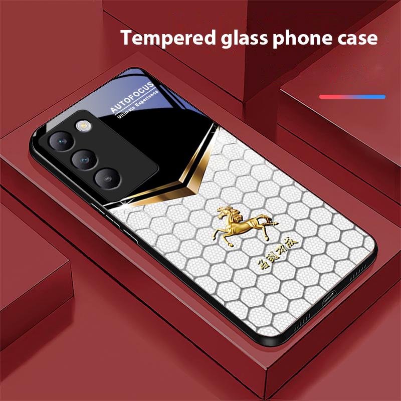 Сотовый конь для Y72 33S 11 03 36 96 Lite 35 16 Iqoo 12 V40 SE 5G 29 40 21 30 X80 Pro Vivo Чехол для телефона из закаленного стекла Черный